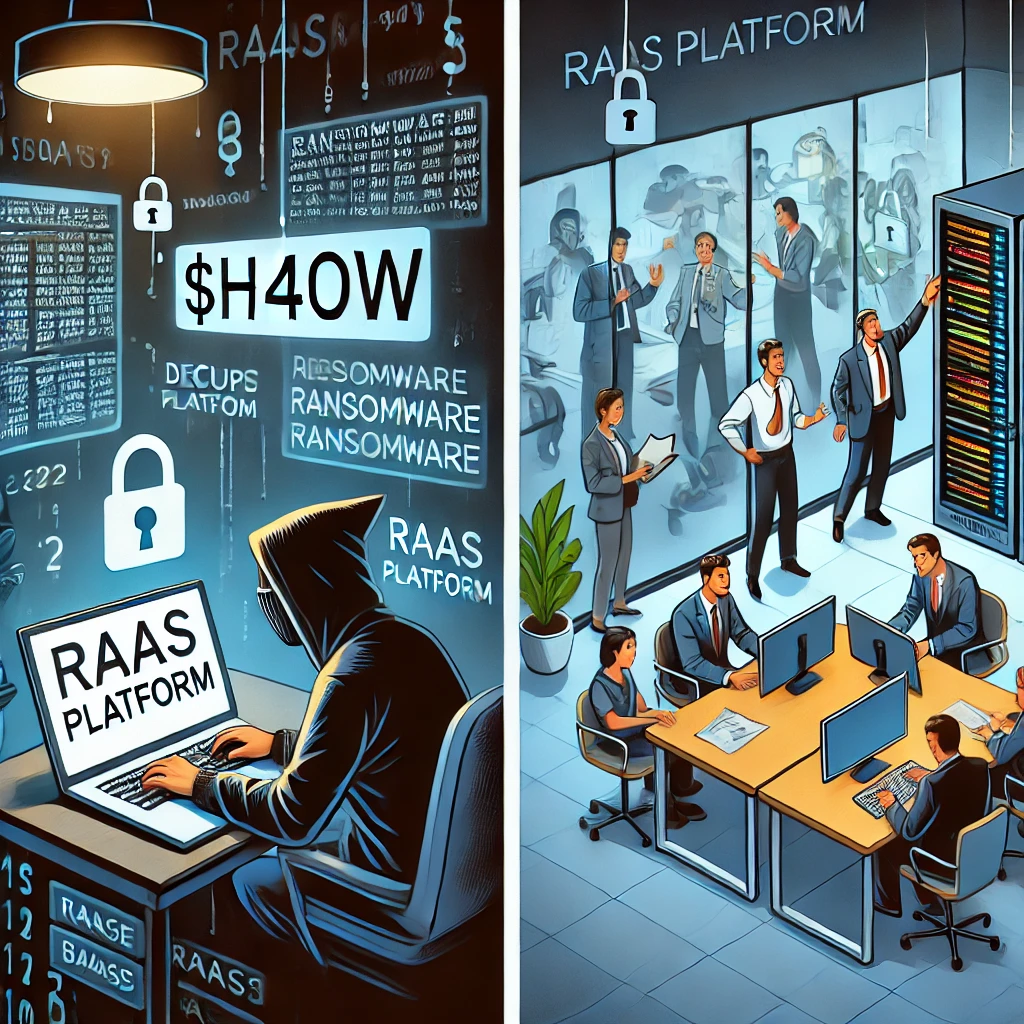 Illustrated by our virtual artist, the contrast between the origins and impacts of ransomware attacks.